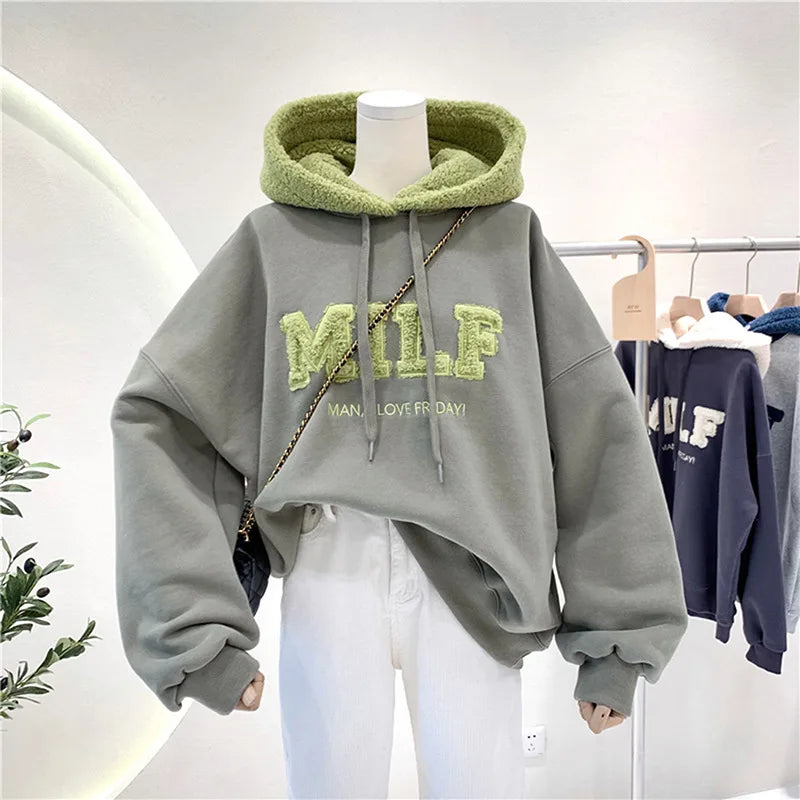 Fashion Patchwork Hoodie: Casual Loose Thick Streetwear