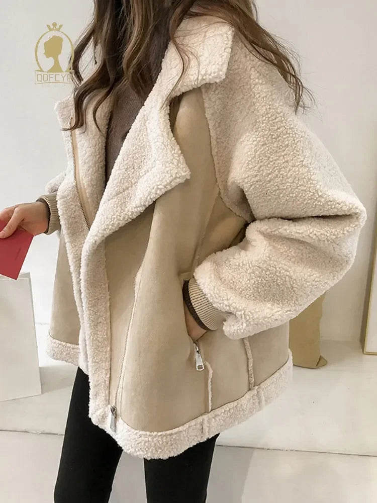 Autumn Winter Women's New Casual Loose Patchwork Outerwear