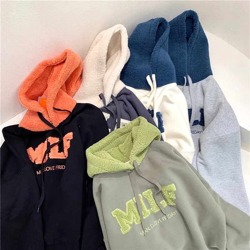 Fashion Patchwork Hoodie: Casual Loose Thick Streetwear