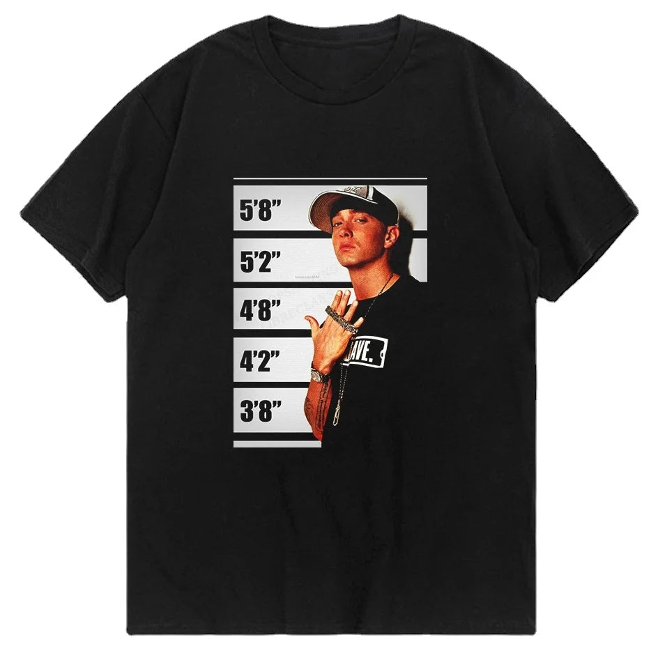Summer Street Tshirt Men's Clothing Hip Hop Tshirt Rapper Eminem T Shirt Men Fashion T-shirt Slim Black Tops Retro Tees Women